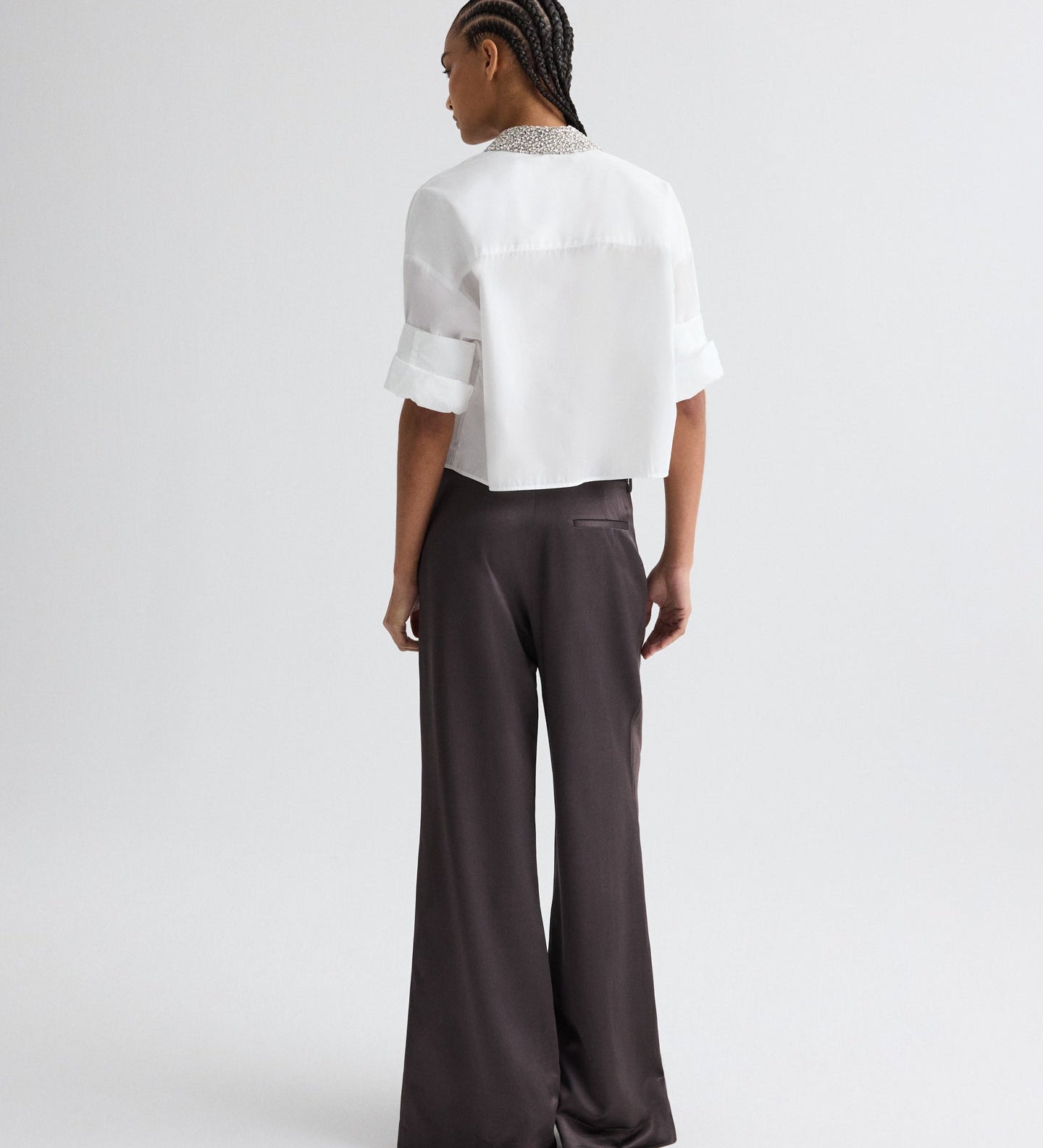 TWP - Next Ex Shirt with Crystal Collar in Super Compact Poplin