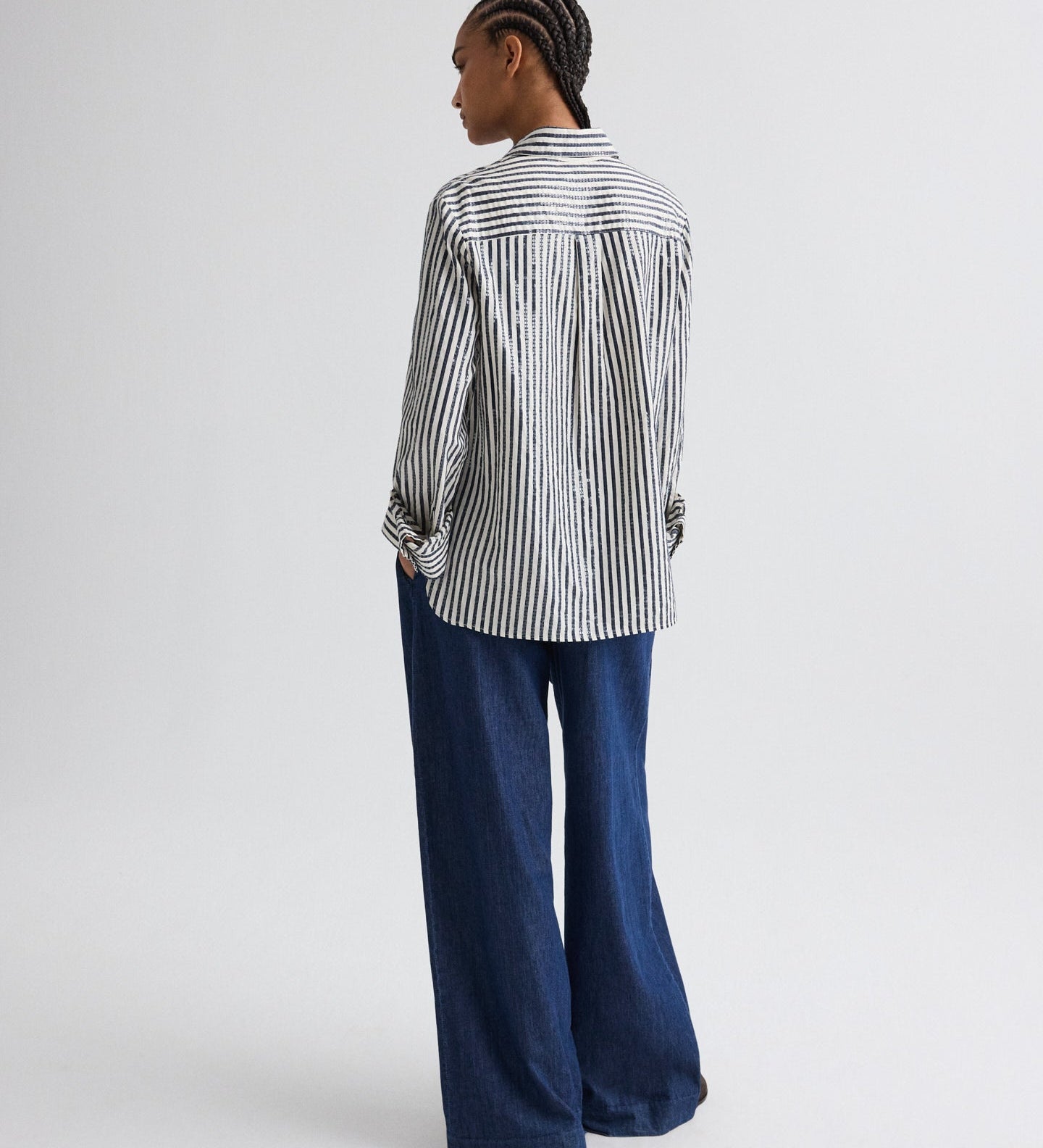 TWP - Next Morning Shirt in Clear Sequin on Stripe