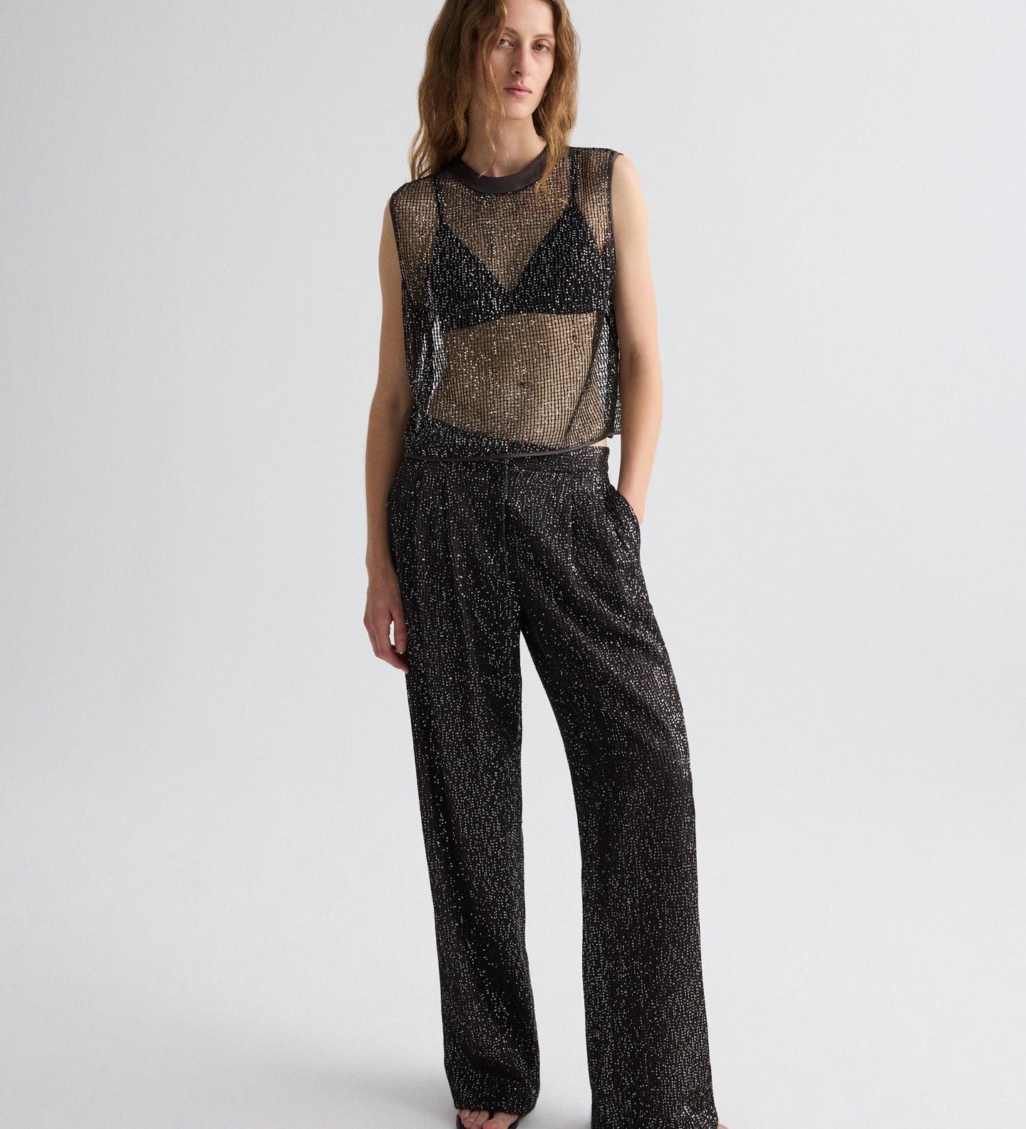 TWP - Short Muscle Tank in Mini Sequin Netting