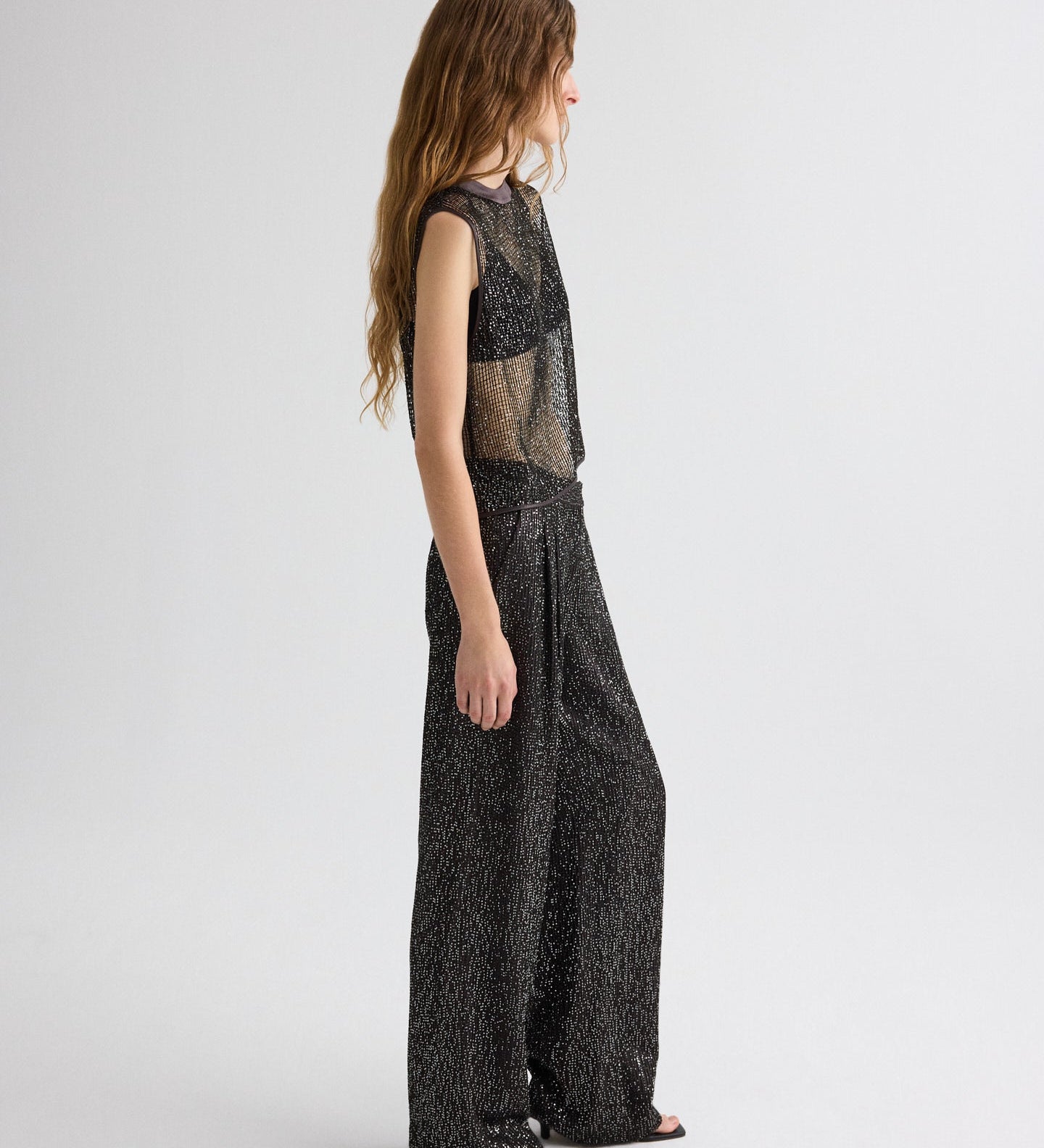 TWP - Short Muscle Tank in Mini Sequin Netting