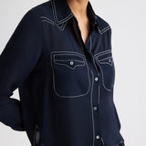 TWP - Carter Shirt with Topstitch in Silk Georgette
