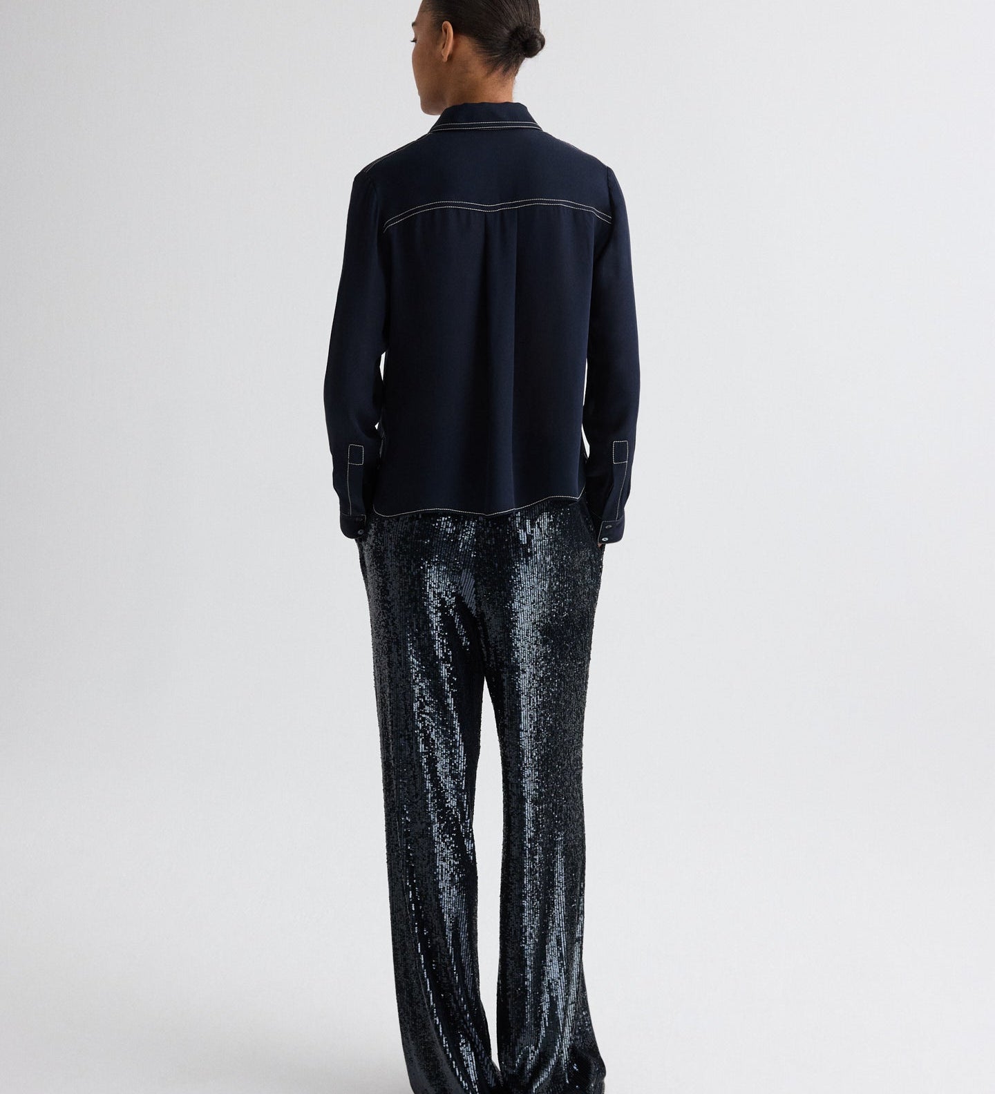 TWP - Carter Shirt with Topstitch in Silk Georgette