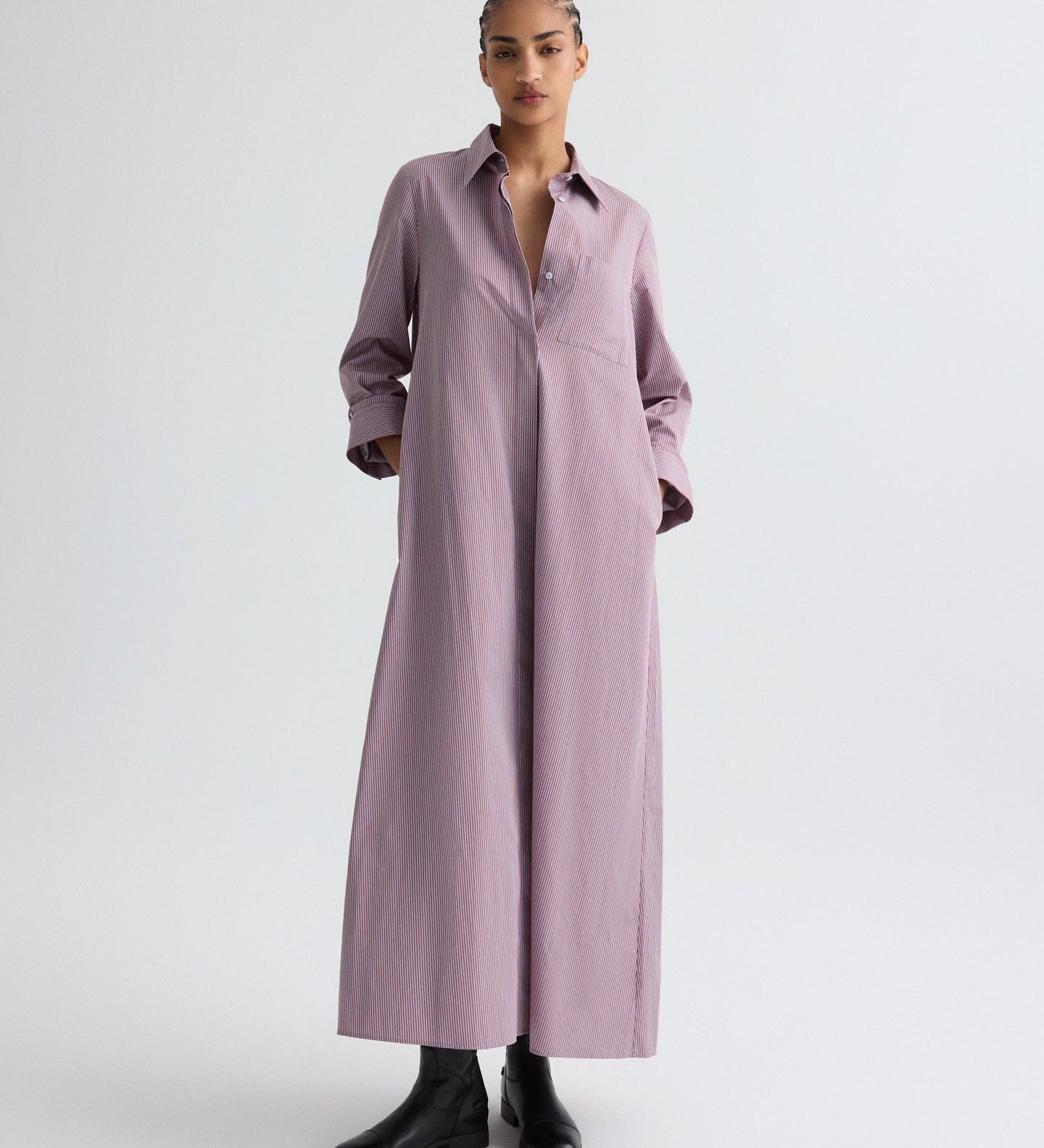 TWP - Jenny's Gown in Framed Micro Striped Shirting