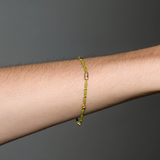Dorsey - ENAMEL MOISSANITE BRACELET IN OLIVE, 18K GOLD VERMEIL