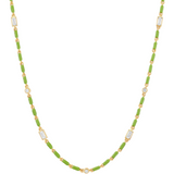 Dorsey - ENAMEL MOISSANITE NECKLACE IN OLIVE, 18K GOLD VERMEIL