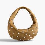 Khaite - Medium Olivia Hobo in Mud Suede with Silver Studs
