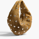 Khaite - Medium Olivia Hobo in Mud Suede with Silver Studs