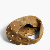 Khaite - Medium Olivia Hobo in Mud Suede with Silver Studs