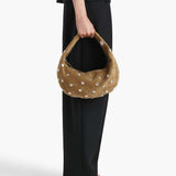 Khaite - Medium Olivia Hobo in Mud Suede with Silver Studs