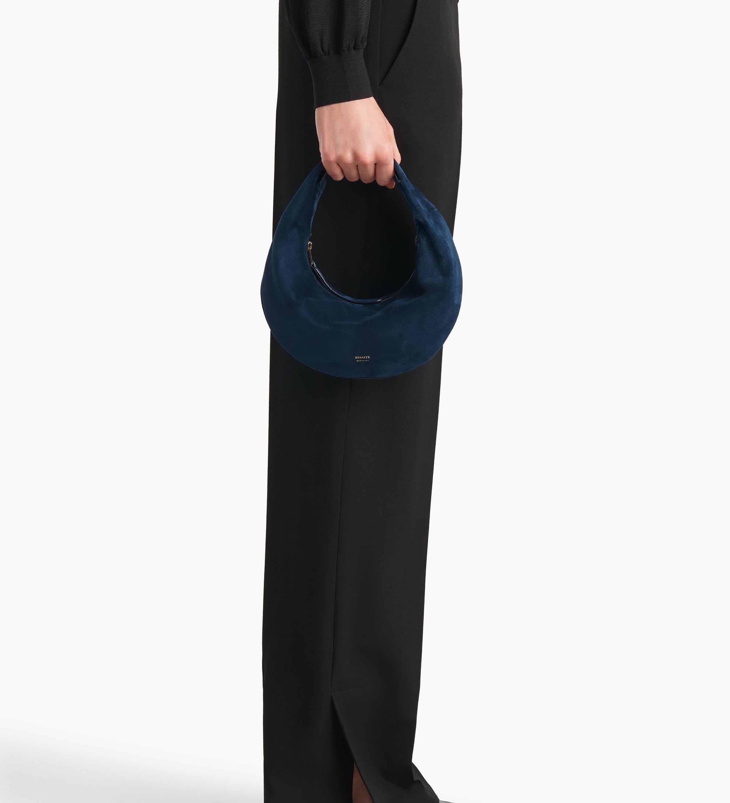 Khaite - Mini Olivia Hobo in Midnight Navy Suede