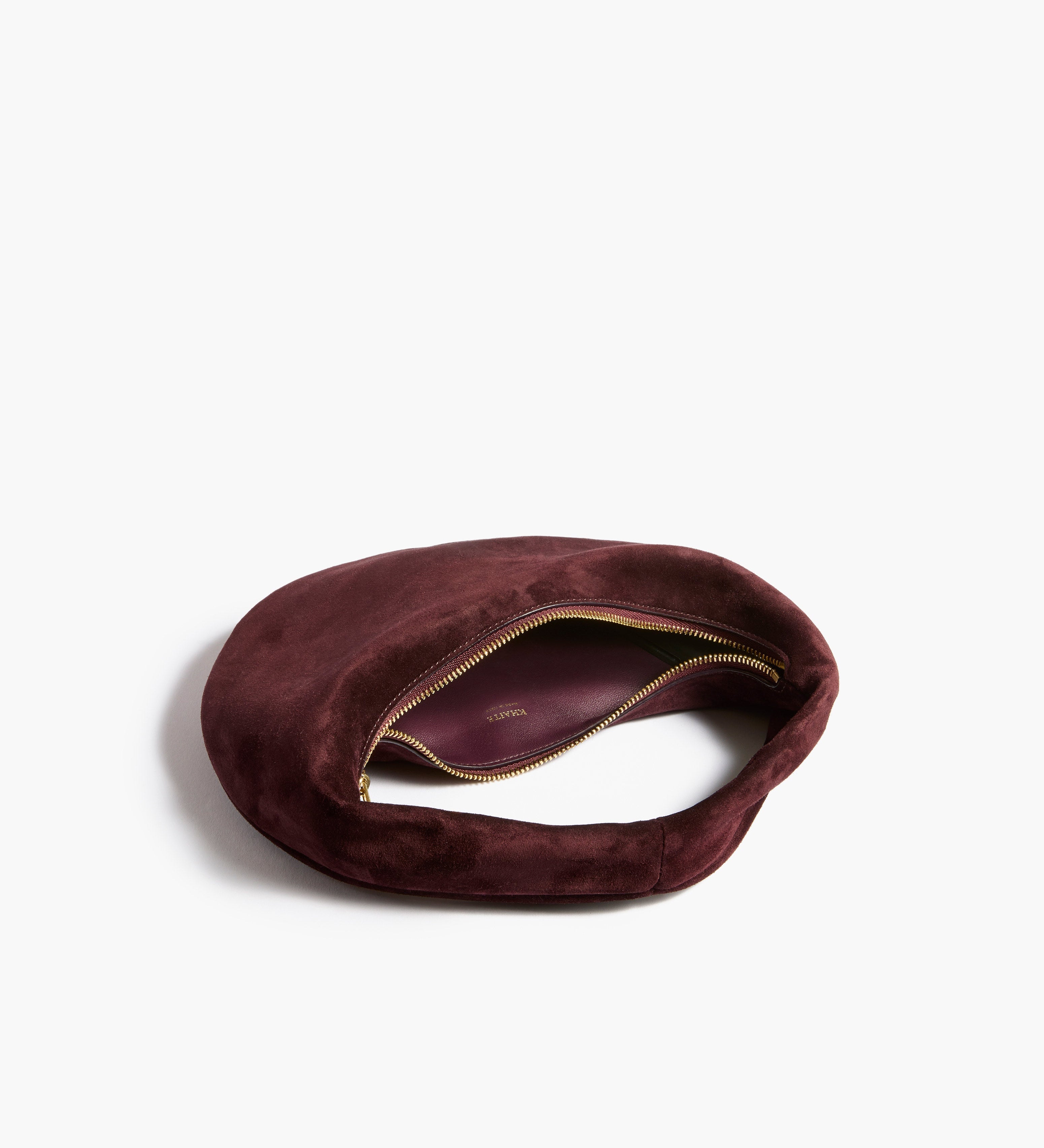 Khaite - Mini Olivia Hobo in Rouge Noir Suede
