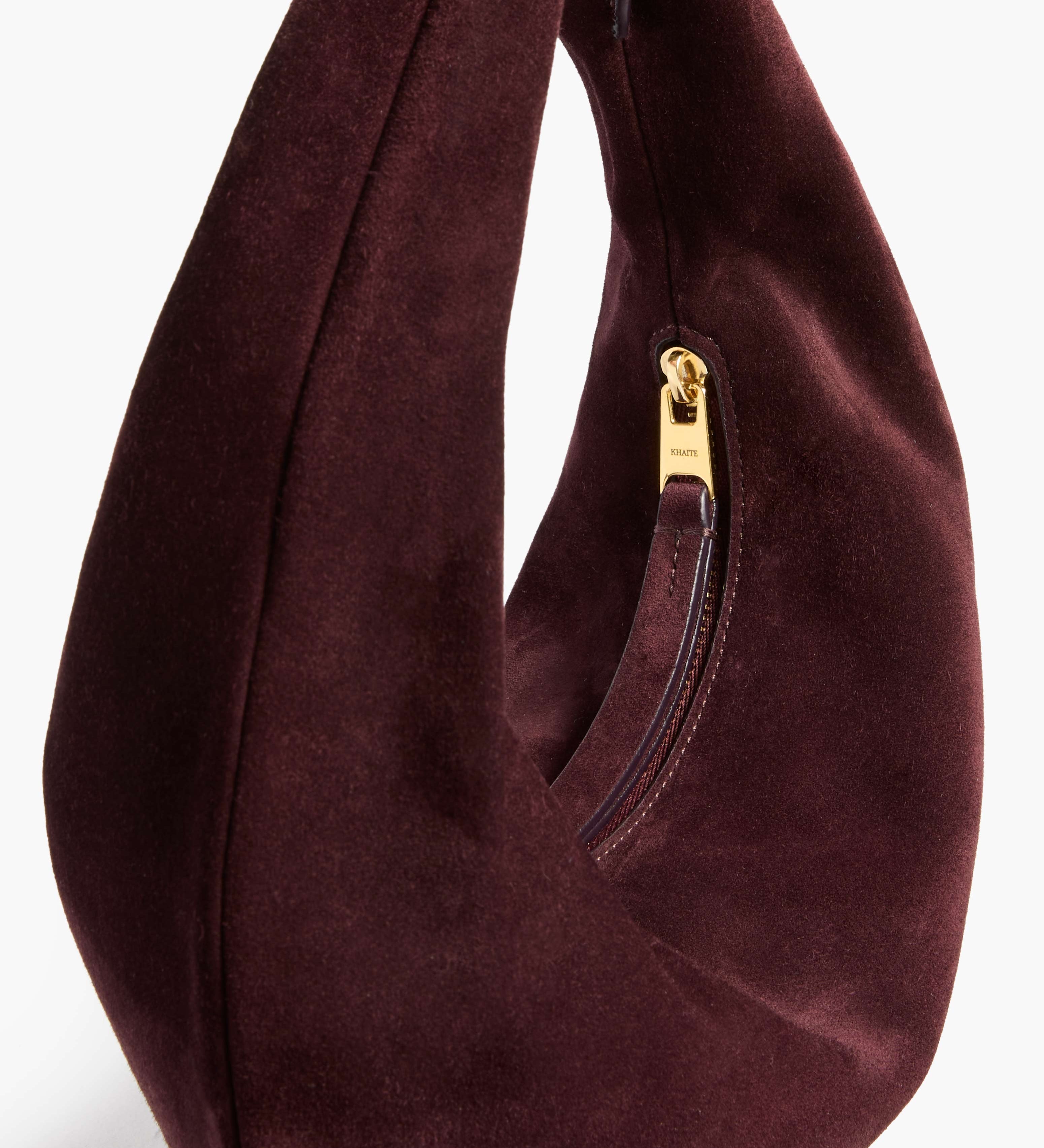 Khaite - Mini Olivia Hobo in Rouge Noir Suede