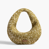 Khaite - Medium Olivia Hobo in Olive and White Raffia