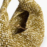 Khaite - Medium Olivia Hobo in Olive and White Raffia