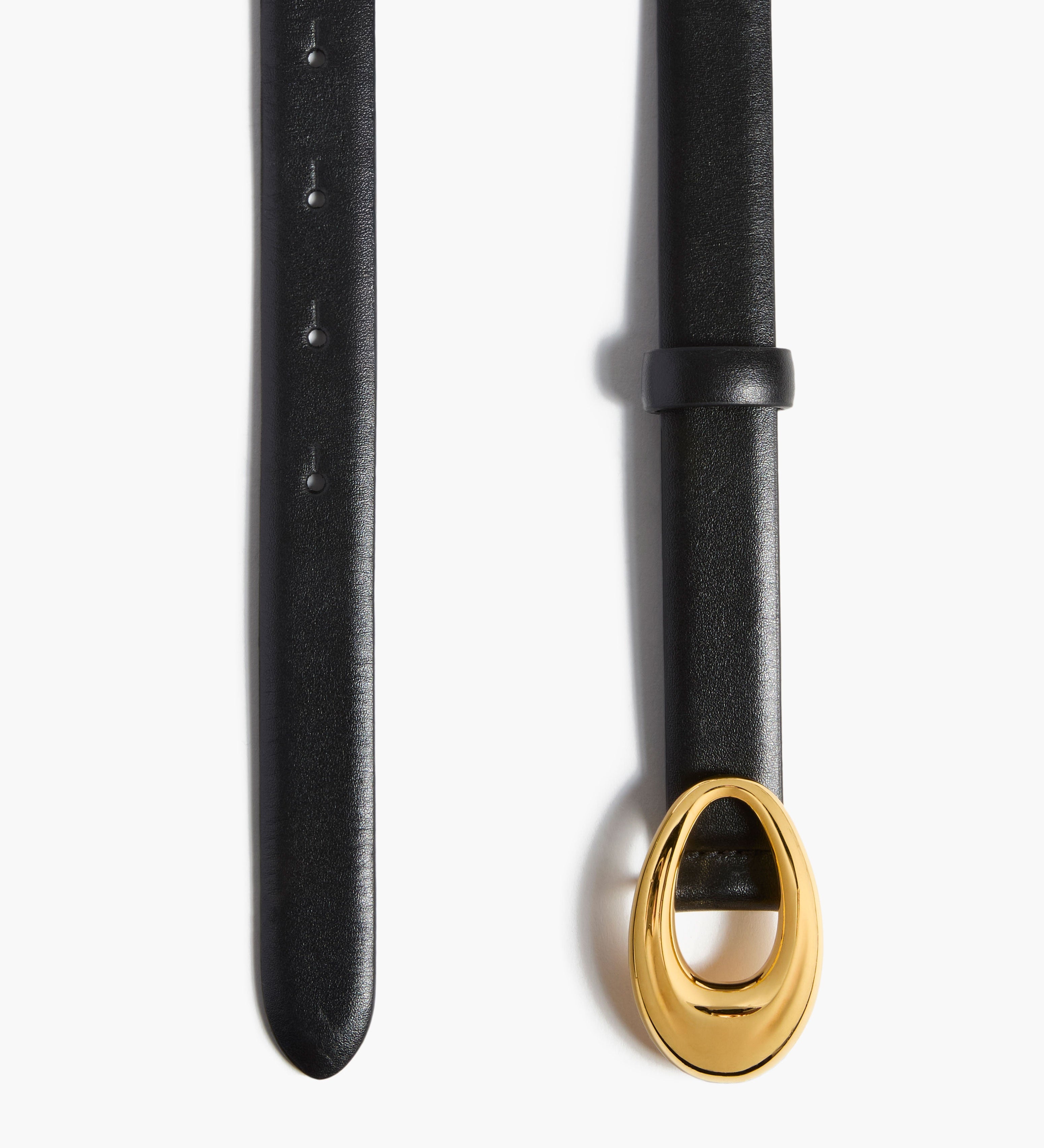 Khaite - Olivia Belt in Black Leather with Gold