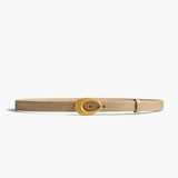 Khaite - Olivia Belt in Beige Leather with Gold