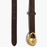 Khaite - Olivia Belt in Umber Suede with Gold