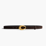 Khaite - Olivia Belt in Umber Suede with Gold