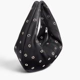 Khaite - Medium Olivia Hobo in Black Pebbled Leather with Grommets