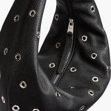 Khaite - Medium Olivia Hobo in Black Pebbled Leather with Grommets