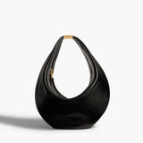 Khaite - Small Olivia Hobo with Hardware in Black Crackle Patent Leather