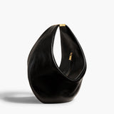 Khaite - Small Olivia Hobo with Hardware in Black Crackle Patent Leather