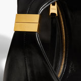 Khaite - Small Olivia Hobo with Hardware in Black Crackle Patent Leather