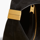 Khaite - Small Olivia Hobo with Hardware in Black Suede