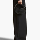 Khaite - Small Olivia Hobo with Hardware in Black Crackle Patent Leather