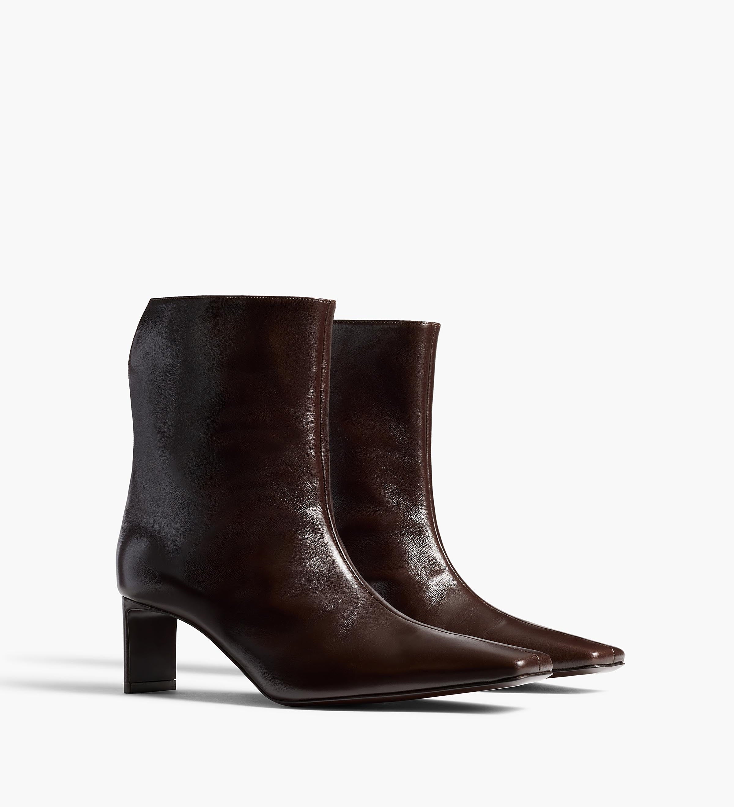 Khaite - Ona Ankle Boot in Chocolate Glazed Leather