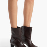 Khaite - Ona Ankle Boot in Chocolate Glazed Leather