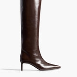 Khaite - Ona Knee - High Boot in Chocolate Glazed Leather