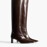 Khaite - Ona Knee - High Boot in Chocolate Glazed Leather