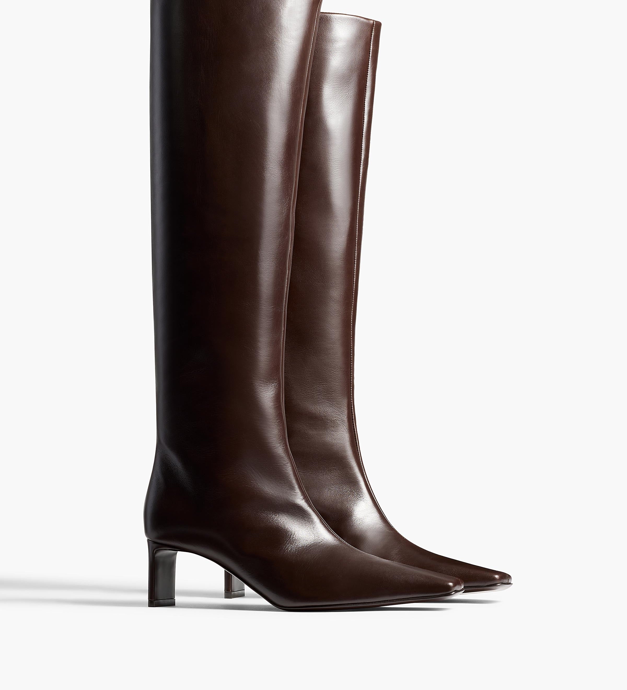 Khaite - Ona Knee - High Boot in Chocolate Glazed Leather