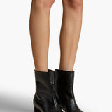 Khaite - Ona Ankle Boot in Black Glazed Leather