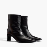 Khaite - Ona Ankle Boot in Black Glazed Leather