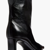 Khaite - Ona Ankle Boot in Black Glazed Leather