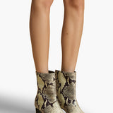 Khaite - Ona Ankle Boot in Natural Python-Embossed Leather
