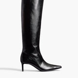 Khaite - Ona Knee-High Boot in Black Glazed Leather