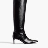 Khaite - Ona Knee - High Boot in Black Glazed Leather