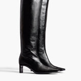 Khaite - Ona Knee - High Boot in Black Glazed Leather