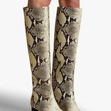Khaite - Ona Knee - High Boot in Natural Python - Embossed Leather