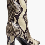 Khaite - Ona Knee-High Boot in Natural Python-Embossed Leather