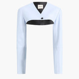 Khaite - Onno Jacket in Sky Blue Leather