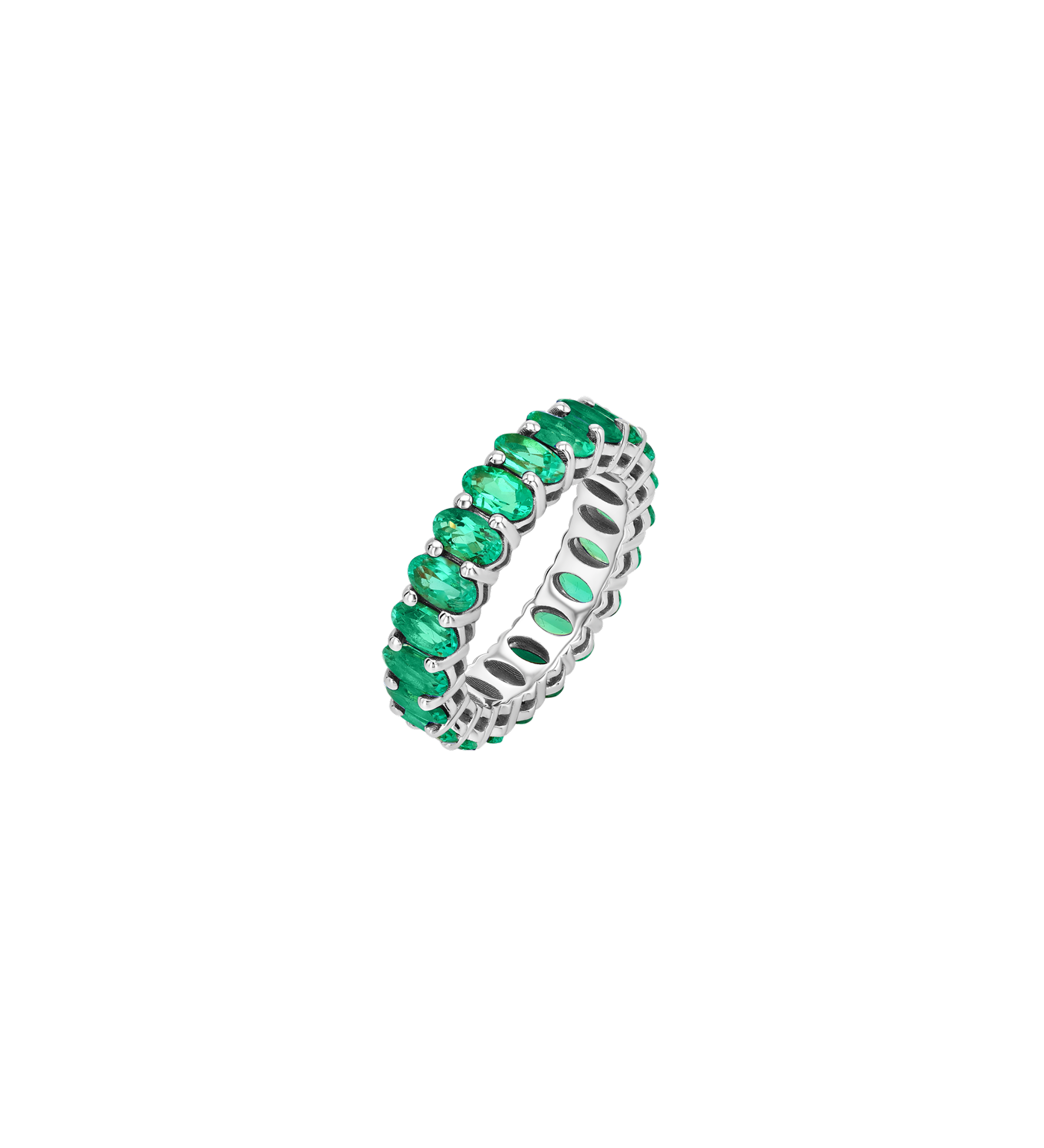 Dorsey - OVAL - CUT ETERNITY BAND IN LAB EMERALD, STERLING SILVER