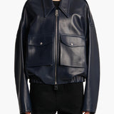 Khaite - Owey Jacket in Dark Navy Leather