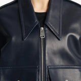 Khaite - Owey Jacket in Dark Navy Leather