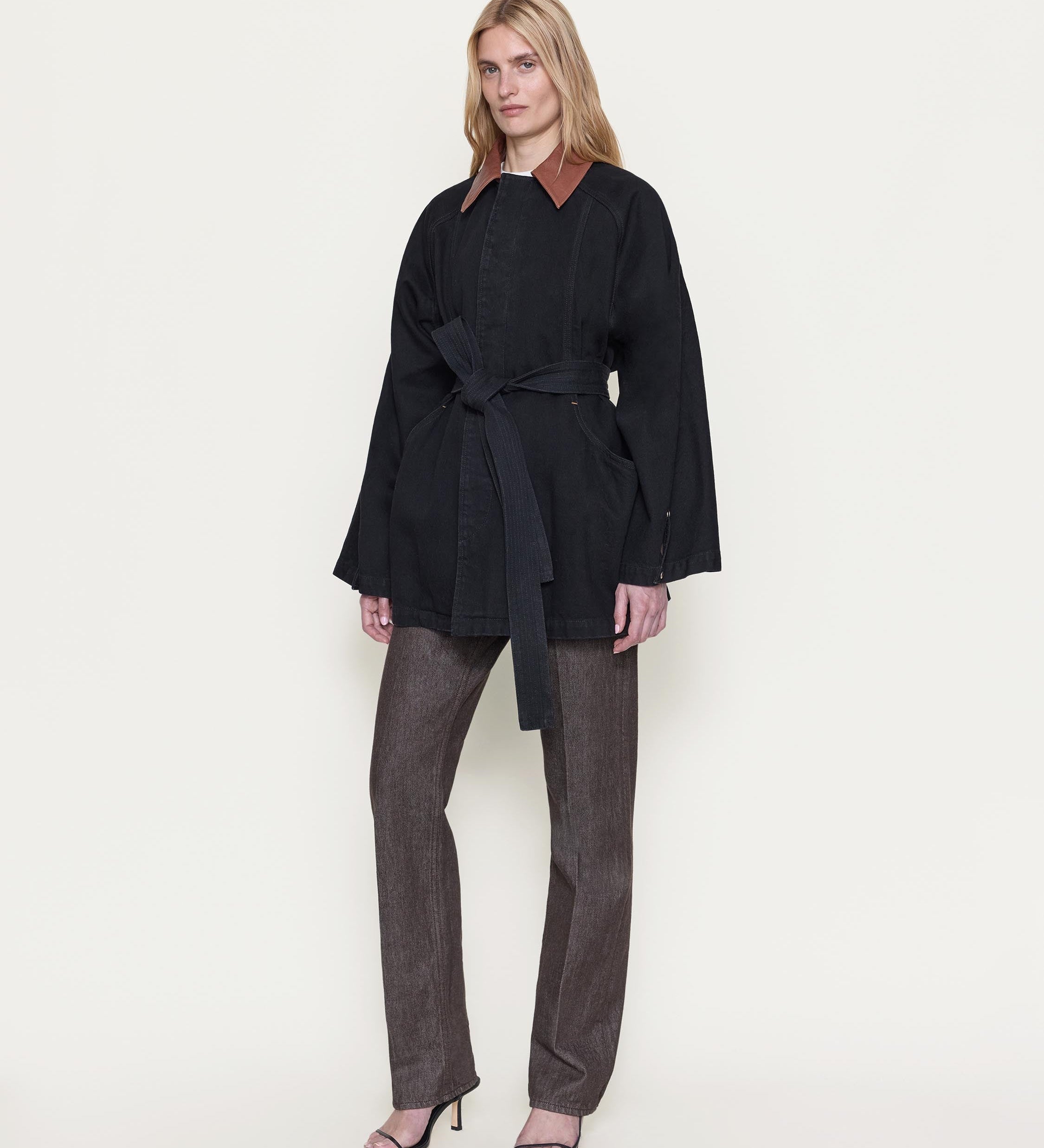 OSSOU - Sweep Jacket in Dusk Wash with Tan Leather