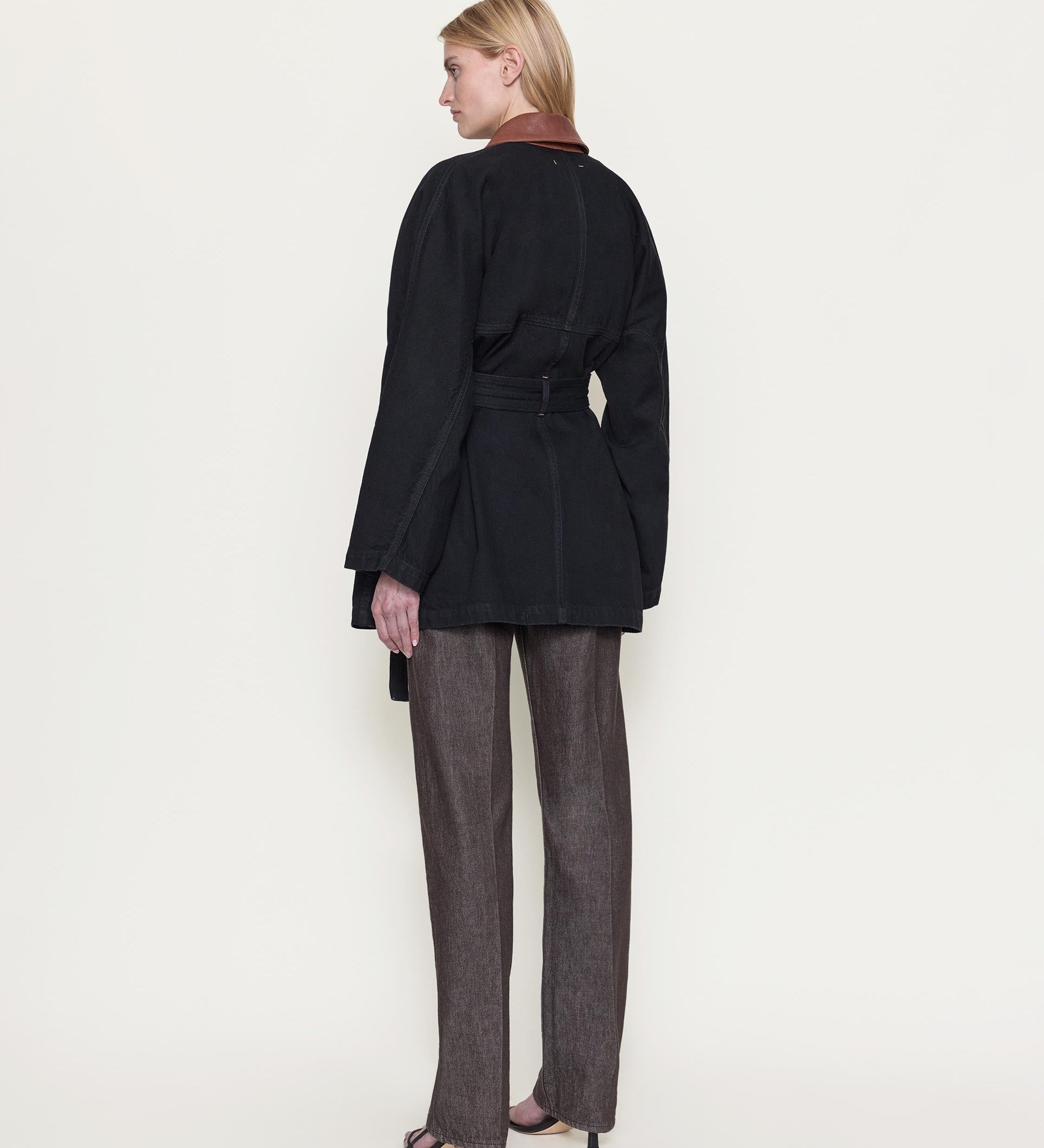OSSOU - Sweep Jacket in Dusk Wash with Tan Leather