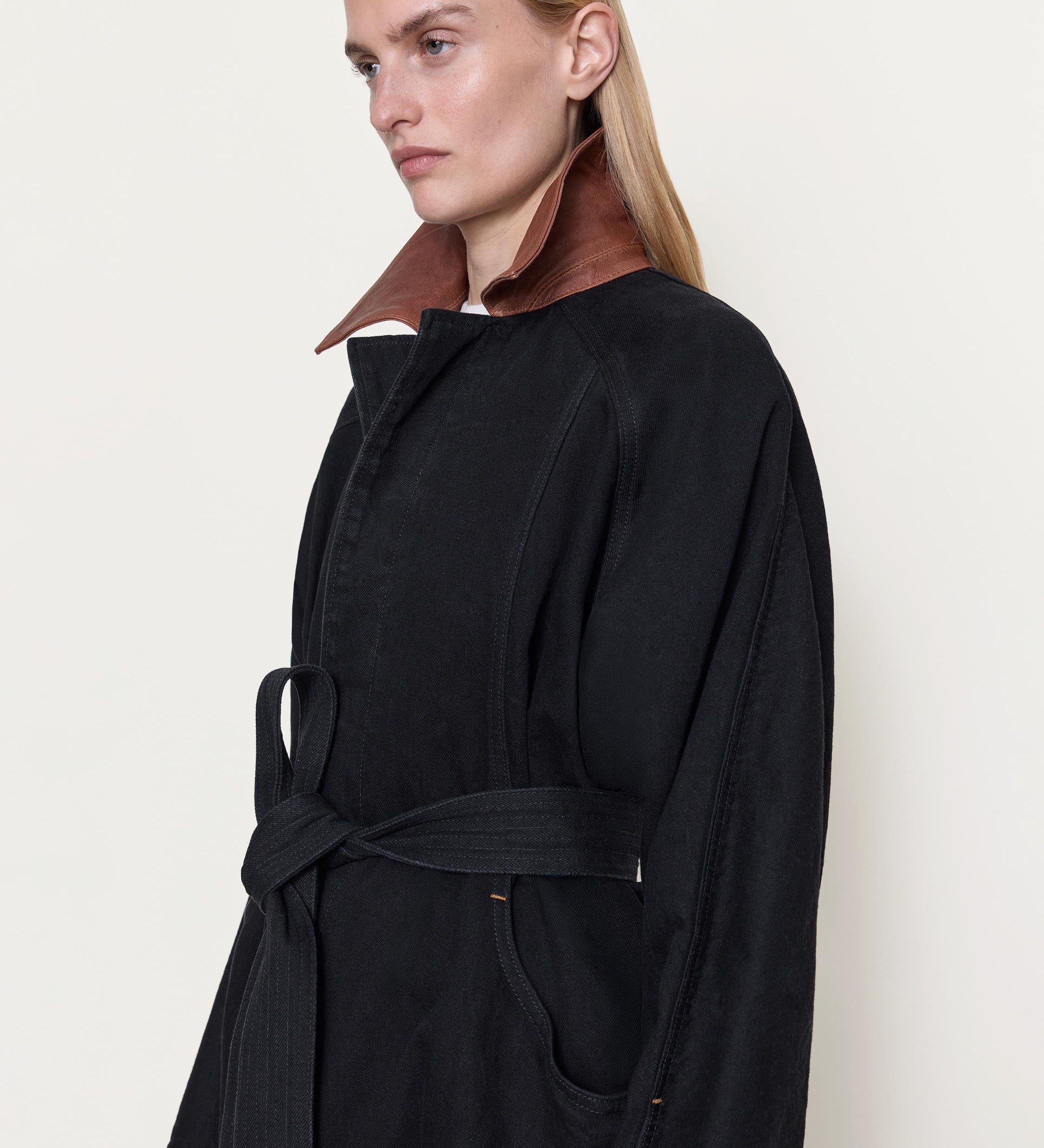 OSSOU - Sweep Jacket in Dusk Wash with Tan Leather